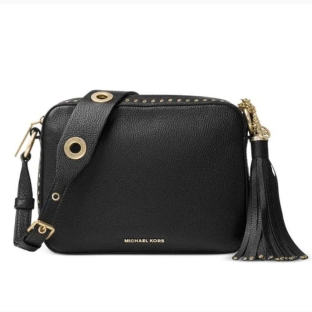 Michael Kors Black Crossbody Bag with Gold Accents